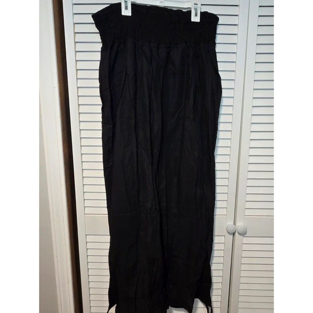 Black Smocked Waist Wide Leg Pants – 2XL